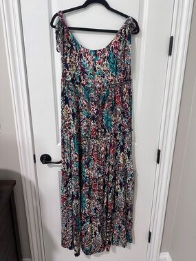 JODIFL Multicolor Floral Tie-Shoulder Maxi Dress